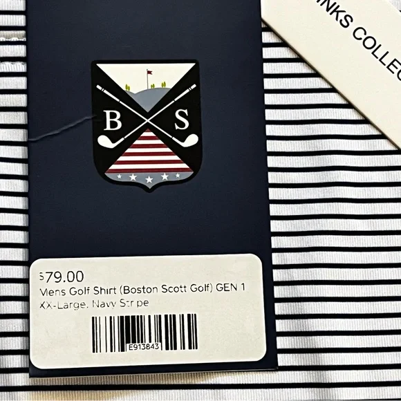 Boston Scott Men’s Stretch Golf Polo Shirt Blue/White Striped Sz XXL NWT - Picture 5 of 8